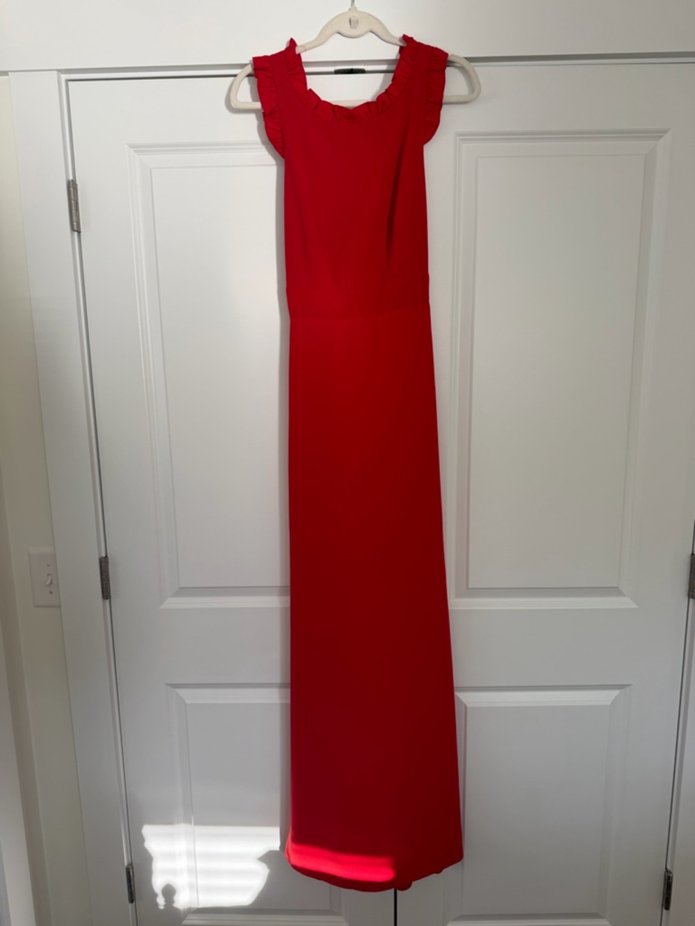 Jill Stuart Red Ruffle-Shoulder Maxi Dress